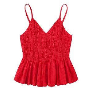 SHEIN Ruffle Hem Blouse Cami Sleeveless Top in Red